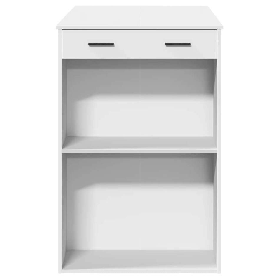 Mesa alta de bar madera ingeniería blanca 102x70x103,5