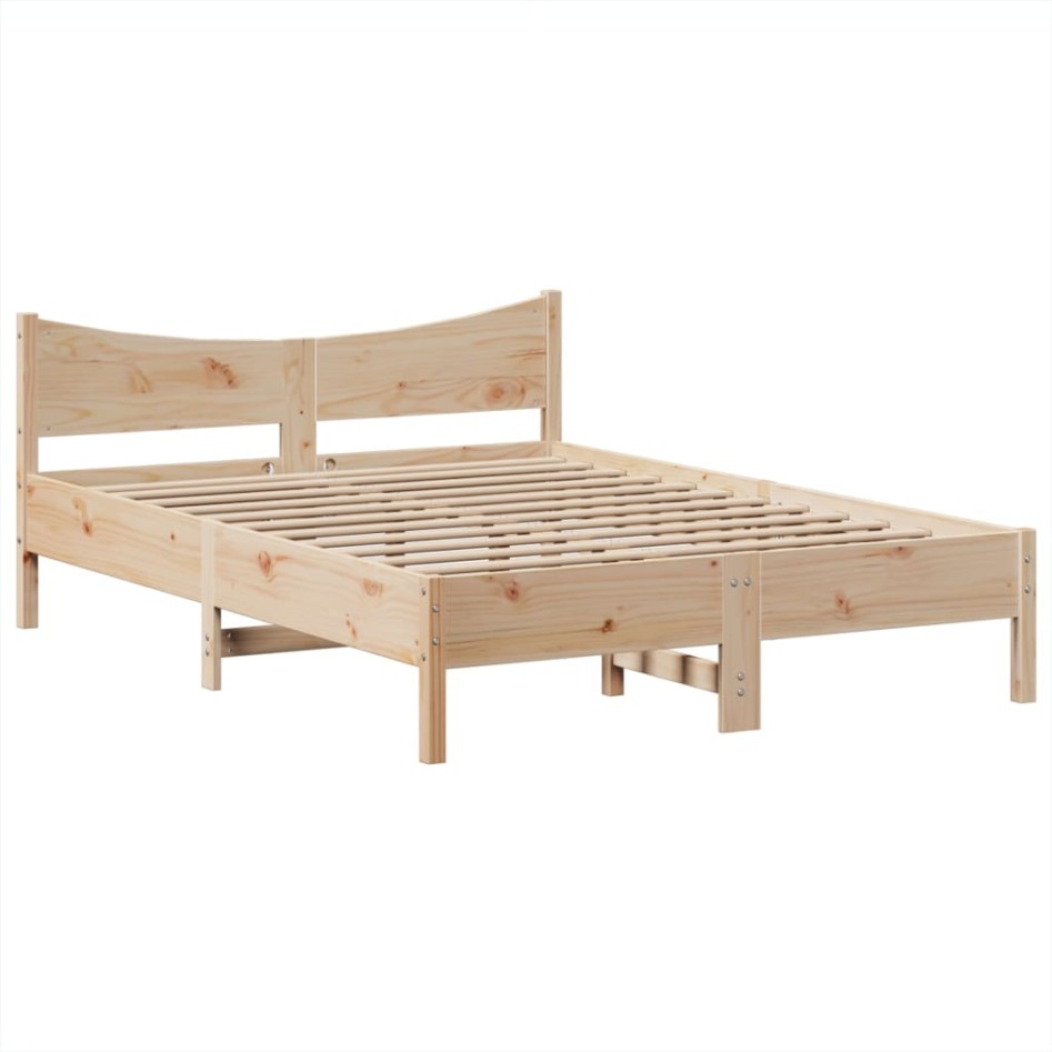 Estructura de cama sin colchón madera de pino blanca 140x200