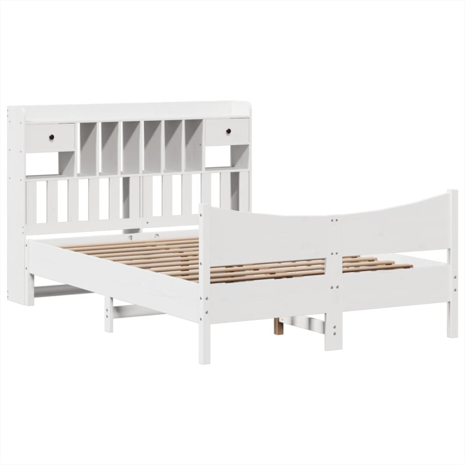 Estructura de cama sin colchón madera de pino blanca 150x200