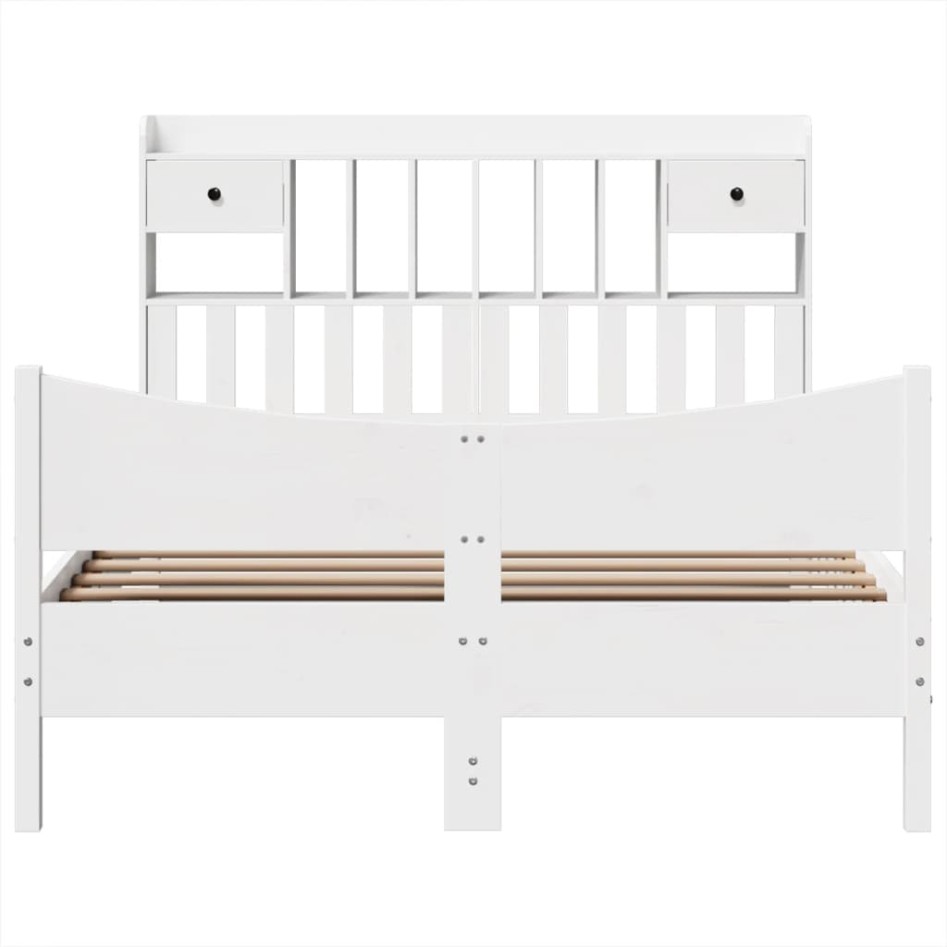 Estructura de cama sin colchón madera de pino blanca 150x200