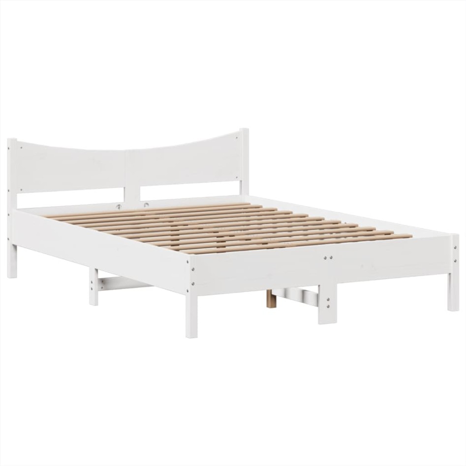 Estructura de cama sin colchón madera de pino blanca 150x200