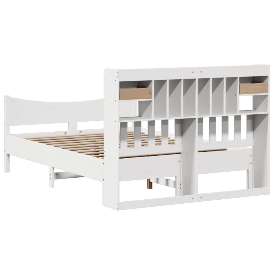 Estructura de cama sin colchón madera de pino blanca 150x200