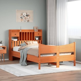 Estructura de cama sin colchón madera maciza marrón 135x190
