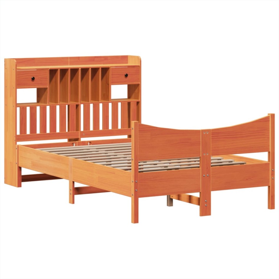 Estructura de cama sin colchón madera maciza marrón 135x190