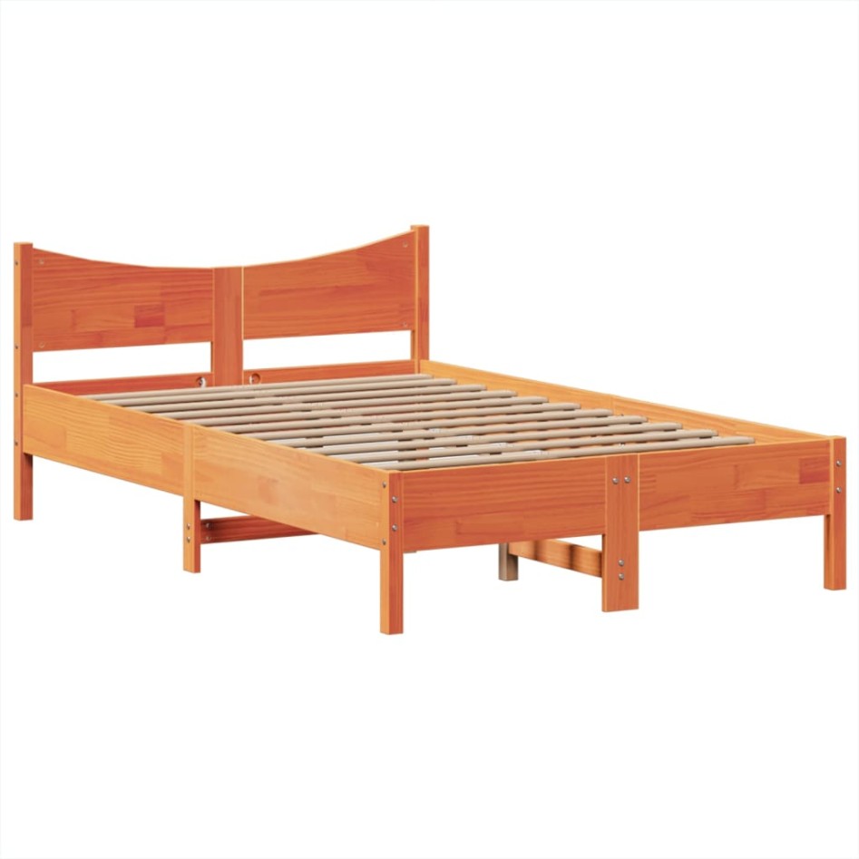 Estructura de cama sin colchón madera maciza marrón 135x190