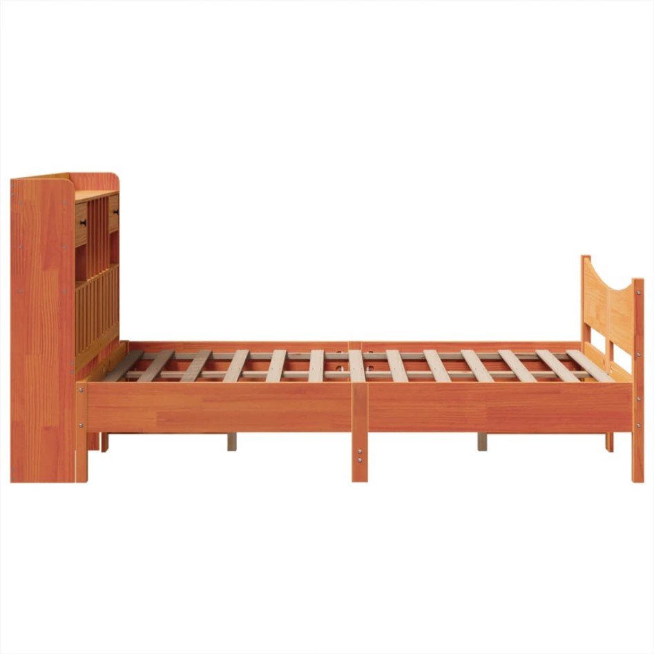 Estructura de cama sin colchón madera maciza marrón 135x190