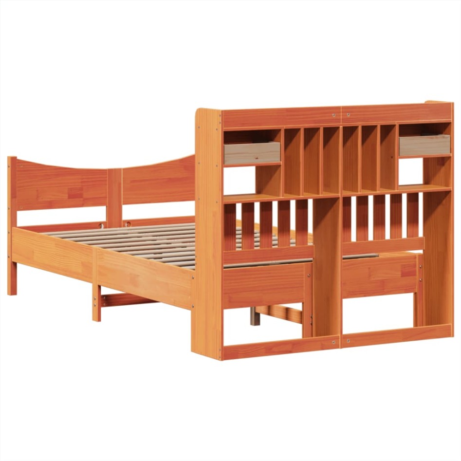 Estructura de cama sin colchón madera maciza marrón 135x190