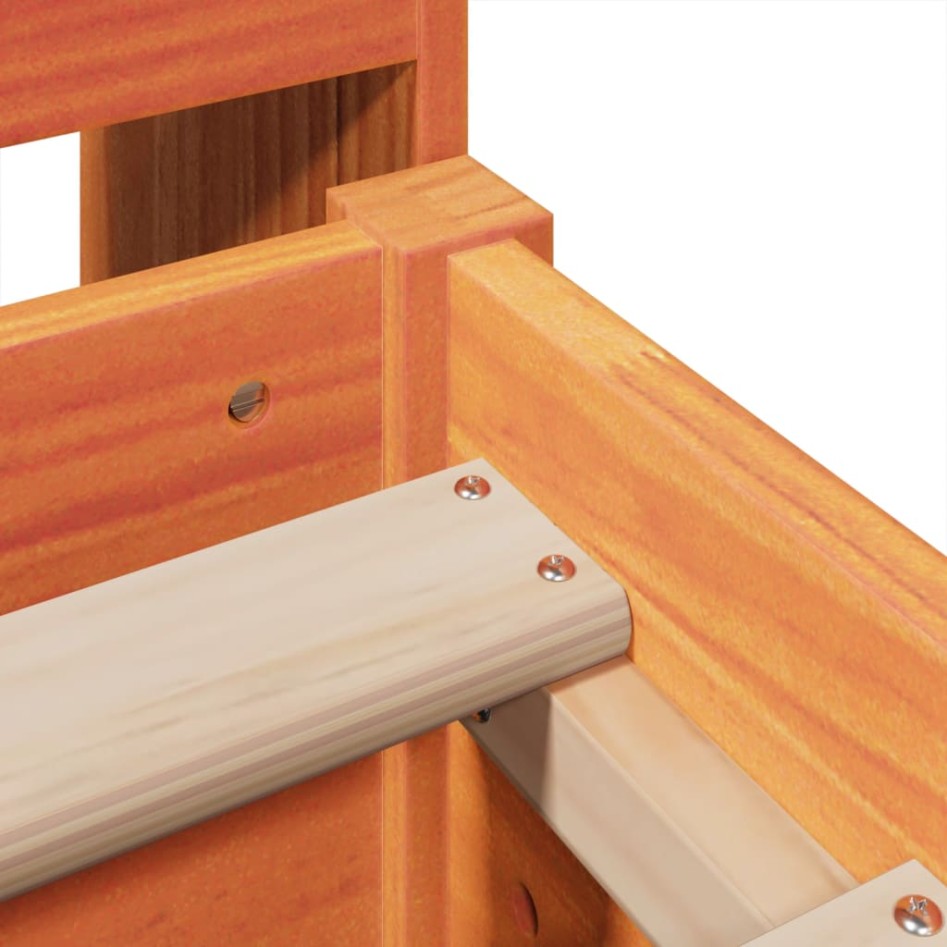 Estructura de cama sin colchón madera maciza marrón 135x190