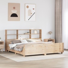 Cama con estantería sin colchón madera maciza 200x200