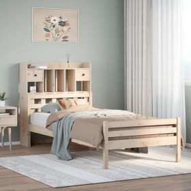 Cama con estantería sin colchón madera maciza de pino 90x200
