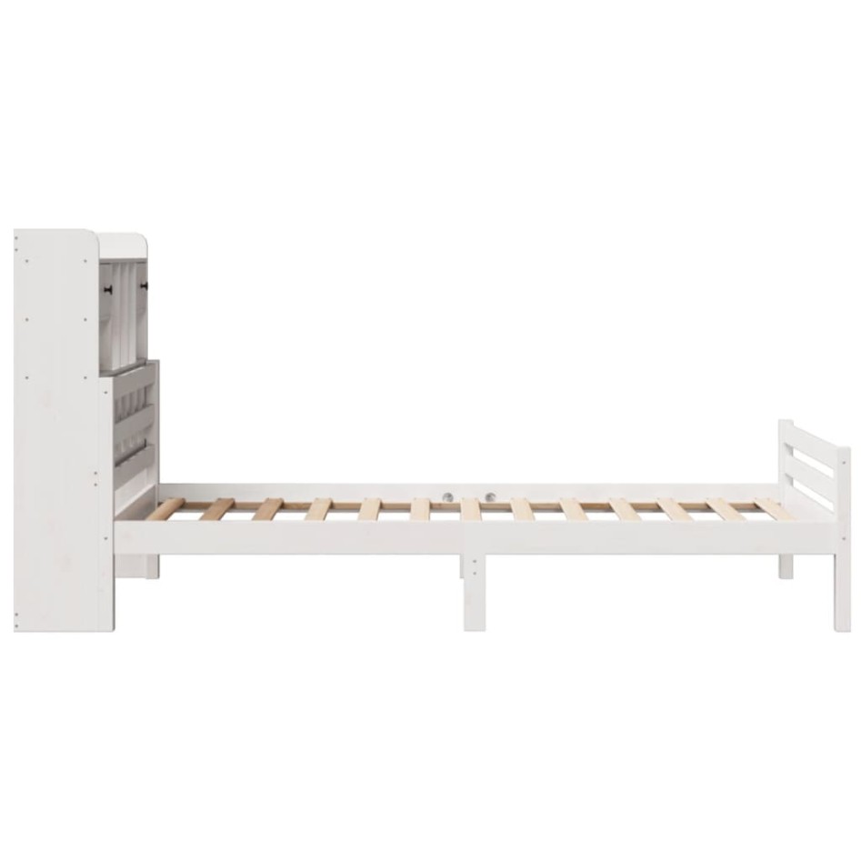 Cama con estantería sin colchón madera maciza blanca 100x200