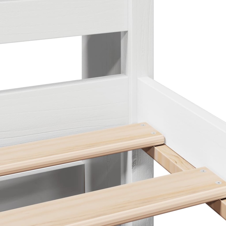 Cama con estantería sin colchón madera maciza blanca 100x200