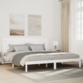 Cama extralarga sin colchón madera maciza blanca 140x210
