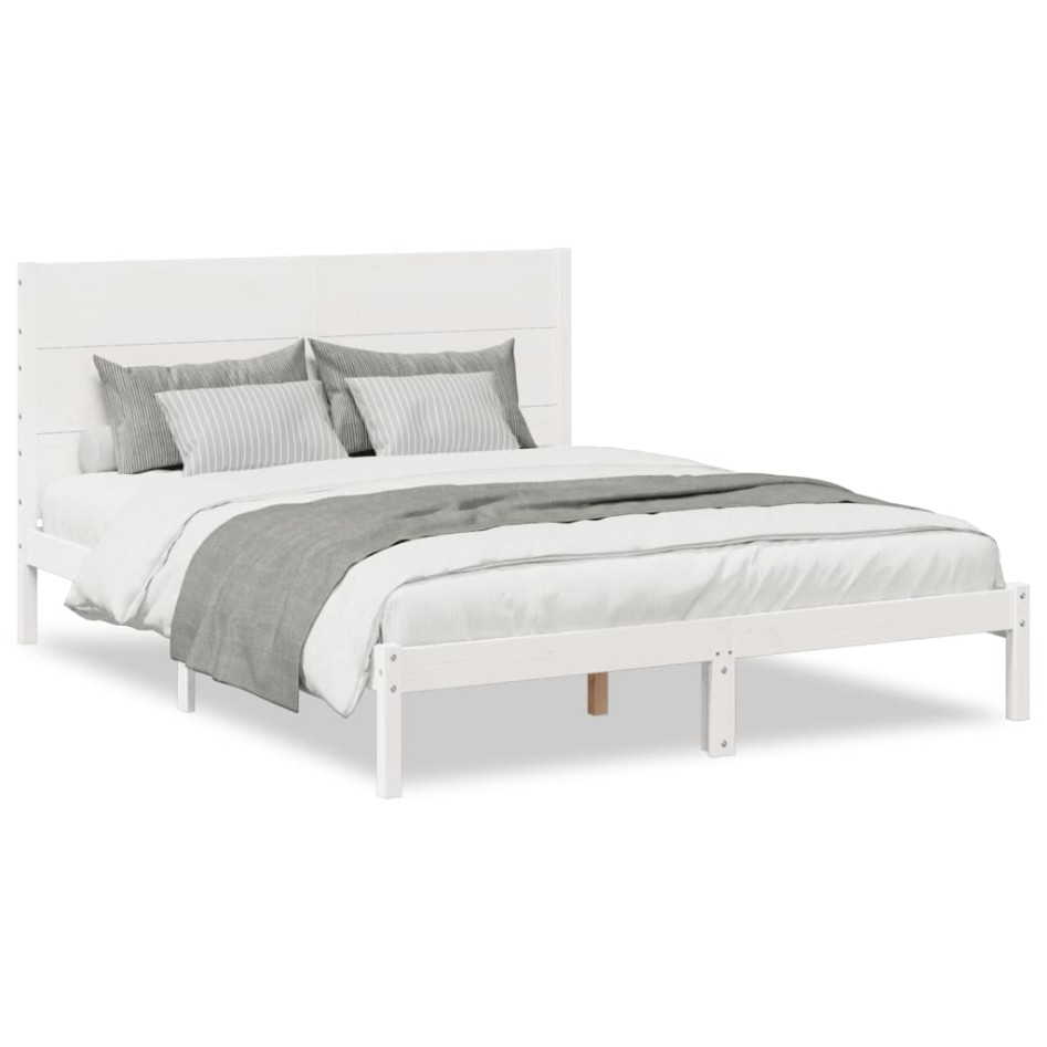 Cama extralarga sin colchón madera maciza blanca 140x210