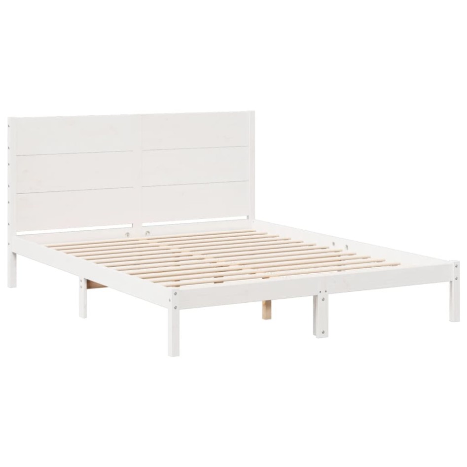 Cama extralarga sin colchón madera maciza blanca 140x210