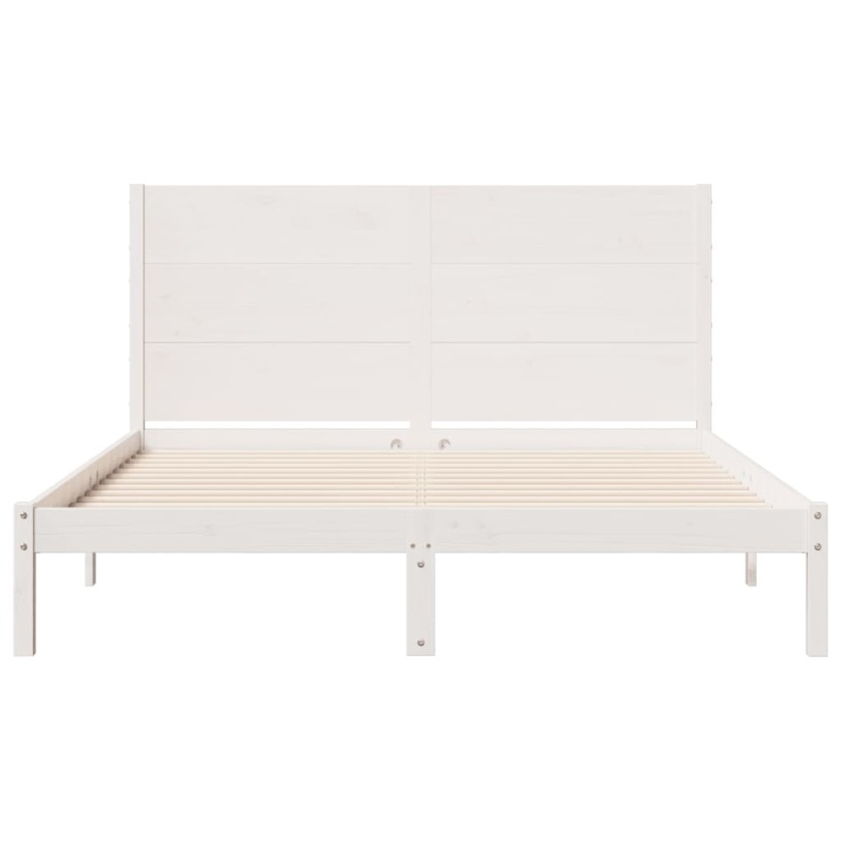 Cama extralarga sin colchón madera maciza blanca 140x210