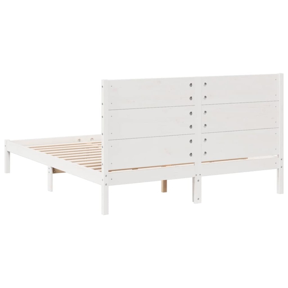 Cama extralarga sin colchón madera maciza blanca 140x210