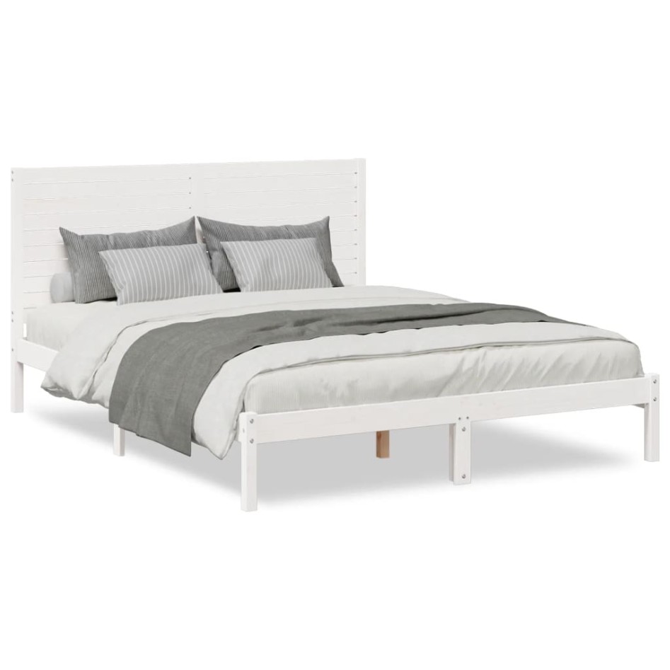 Cama extralarga sin colchón madera maciza blanca 160x210