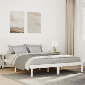 Cama extralarga sin colchón madera maciza blanca 160x220