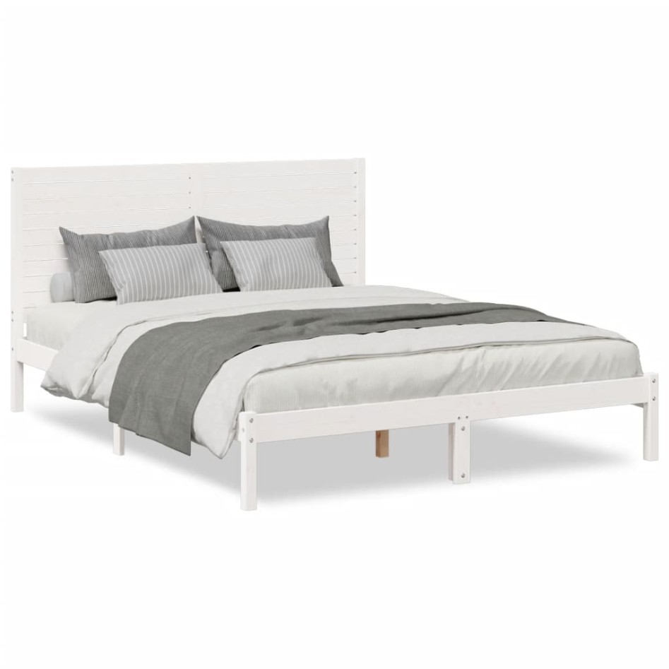 Cama extralarga sin colchón madera maciza blanca 160x220