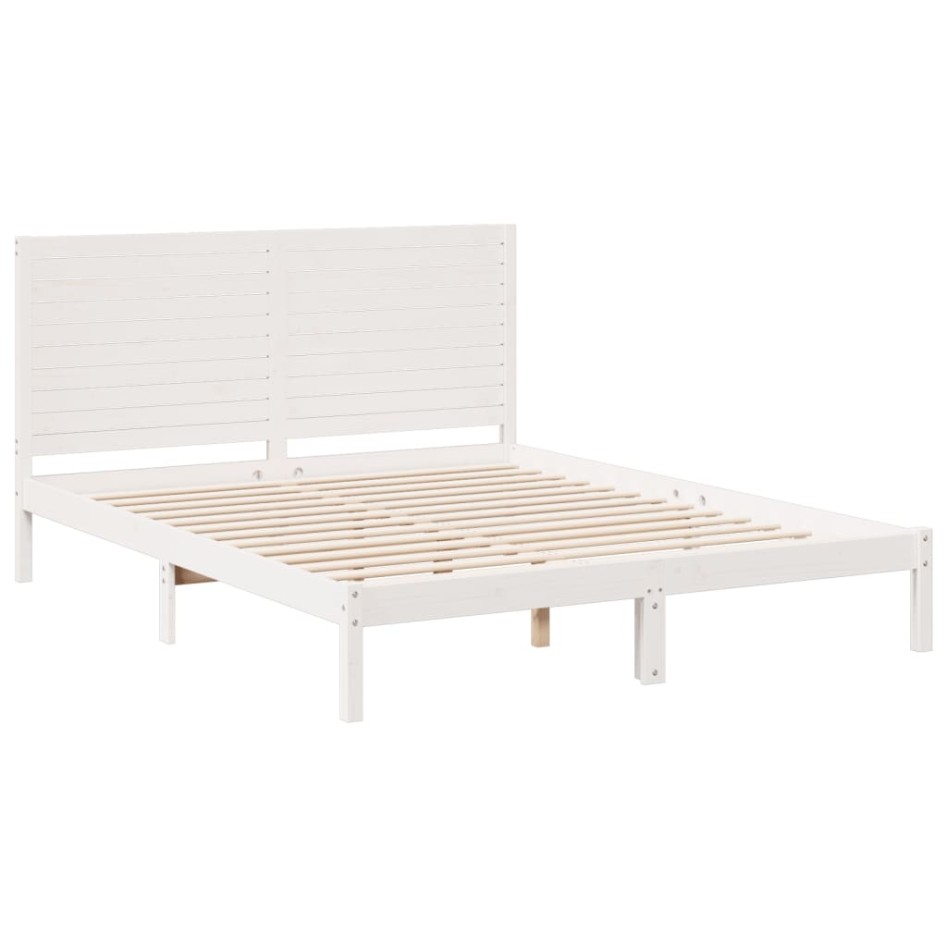 Cama extralarga sin colchón madera maciza blanca 160x220