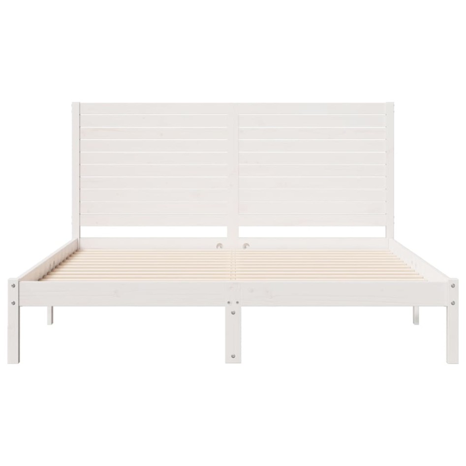 Cama extralarga sin colchón madera maciza blanca 160x220