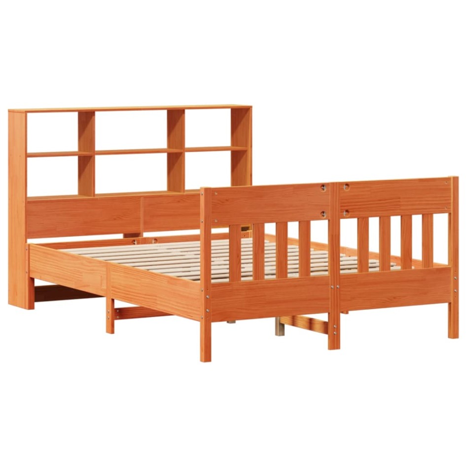 Cama sin colchón madera maciza de pino marrón cera 120x200