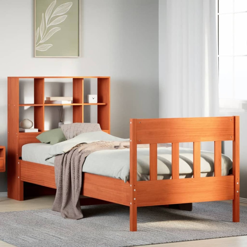 Estructura de cama sin colchón madera maciza marrón 75x190