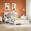 Cama con estantería sin colchón madera maciza blanca 150x200 cm