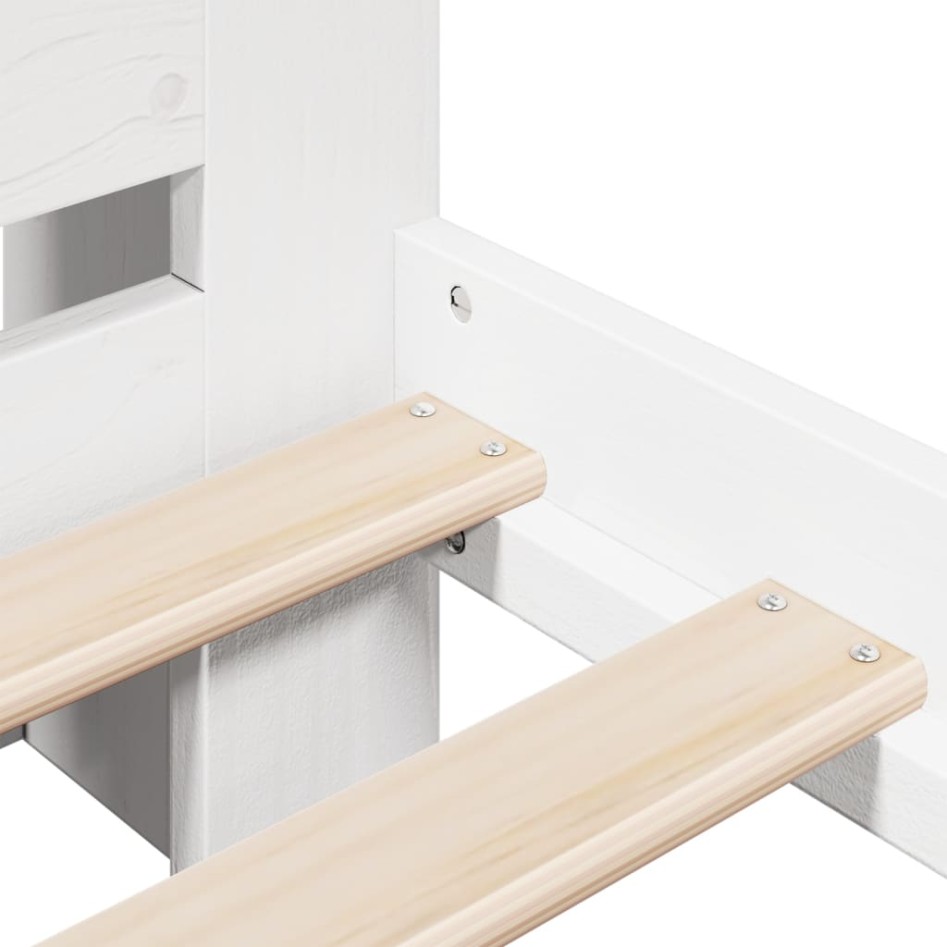 Cama con estantería sin colchón madera maciza blanca 150x200