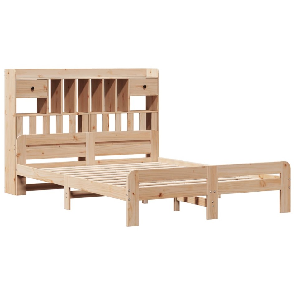 Cama con estantería sin colchón madera maciza de pino