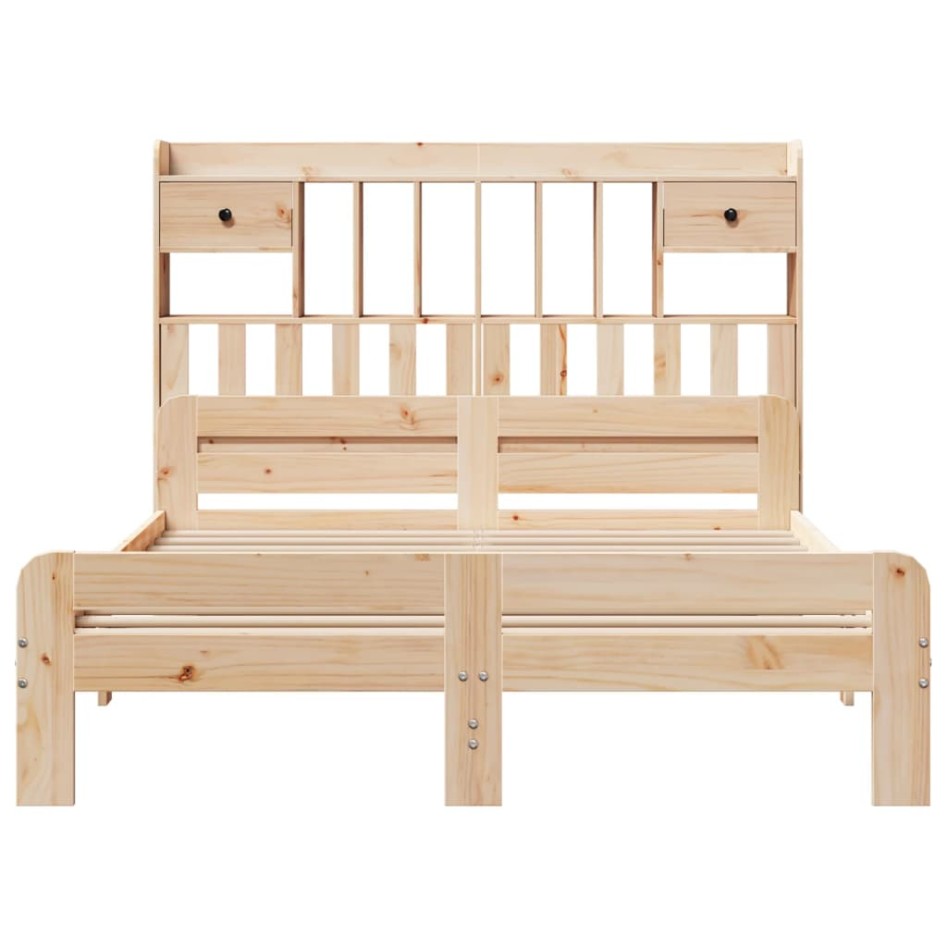 Cama con estantería sin colchón madera maciza de pino