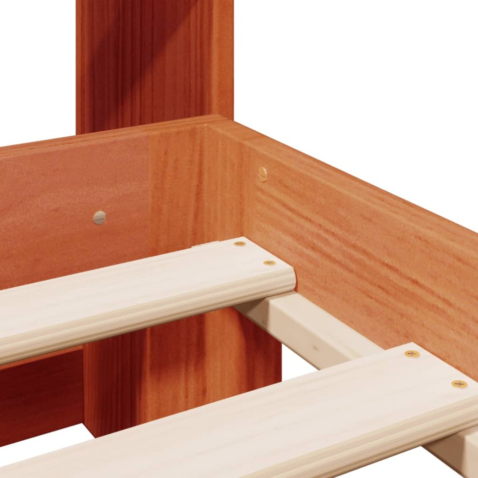Cama con estantería sin colchón madera maciza marrón 160x200