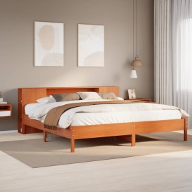 Cama con estantería sin colchón madera maciza marrón 200x200