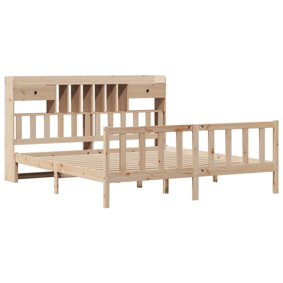 Cama con estantería sin colchón madera maciza de pino