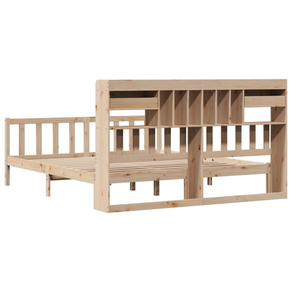 Cama con estantería sin colchón madera maciza de pino