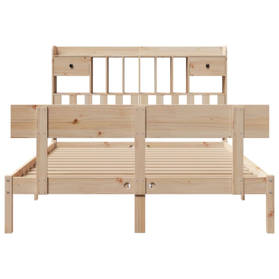 Cama con estantería sin colchón madera maciza de pino