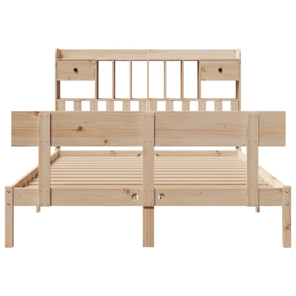 Cama con estantería sin colchón madera maciza de pino
