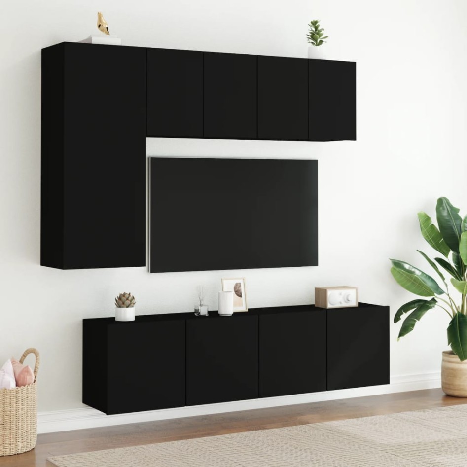 Muebles de TV de pared 5 piezas madera de ingeniería