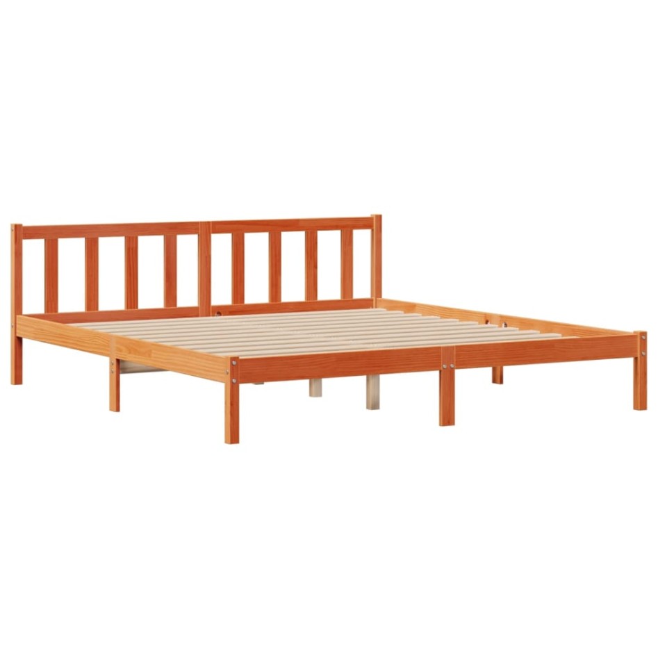 Cama con estantería sin colchón madera maciza marrón