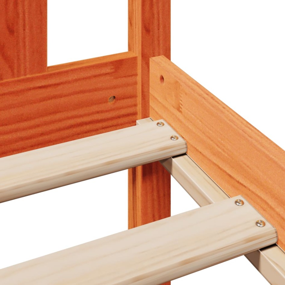 Cama con estantería sin colchón madera maciza marrón