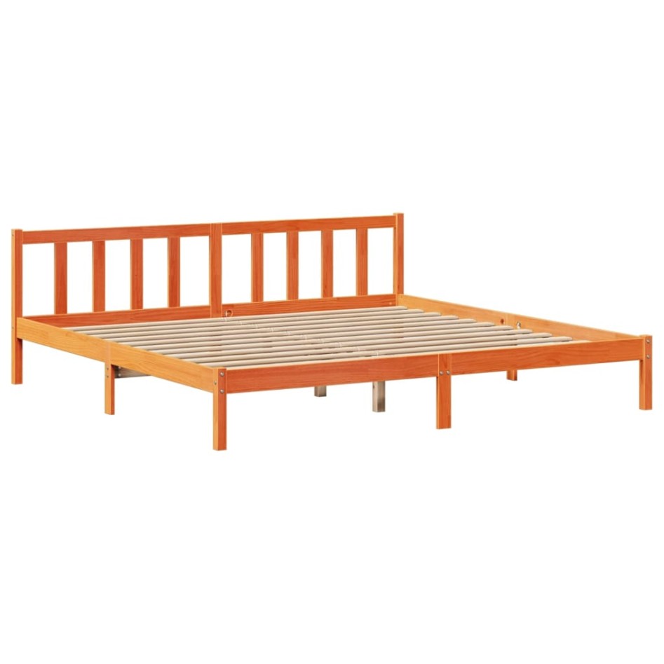 Cama con estantería sin colchón madera maciza marrón 200x200