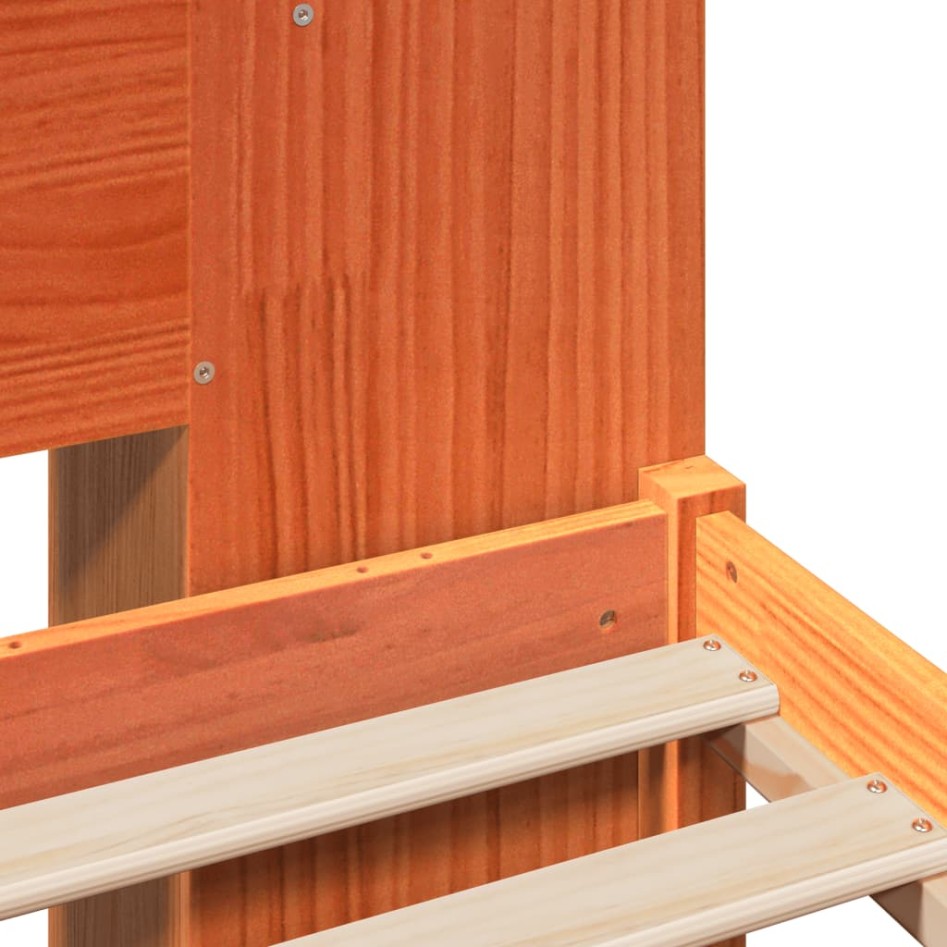 Cama con estantería sin colchón madera maciza marrón