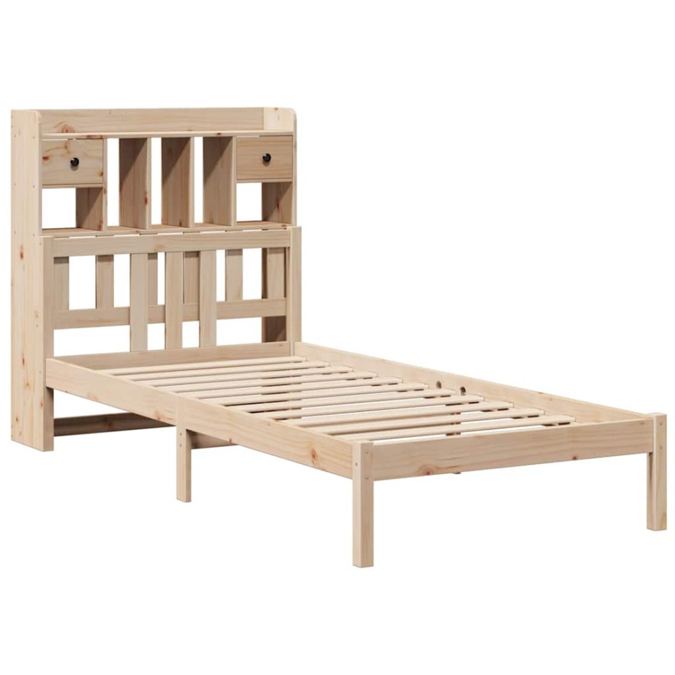 Cama con estantería sin colchón madera maciza de pino 90x190