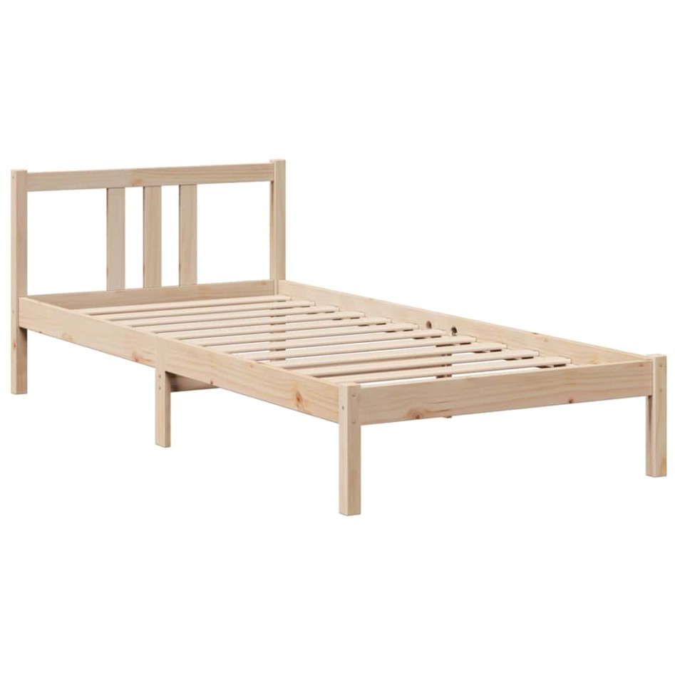 Cama con estantería sin colchón madera maciza de pino 90x190