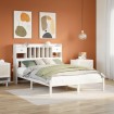 Cama con estantería sin colchón madera maciza blanca 160x200 cm