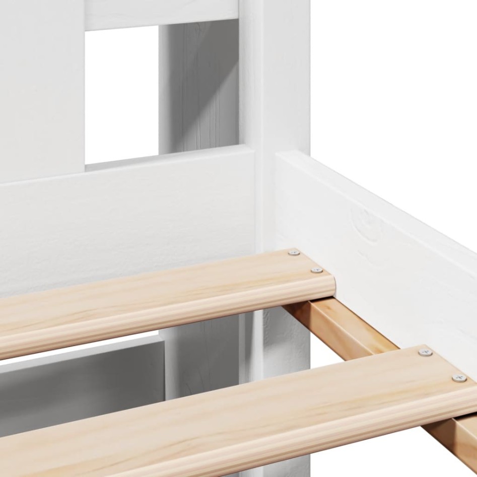 Cama con estantería sin colchón madera maciza blanca 160x200