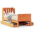 Cama con estantería sin colchón madera maciza marrón 75x190