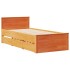 Cama con estantería sin colchón madera maciza marrón 75x190