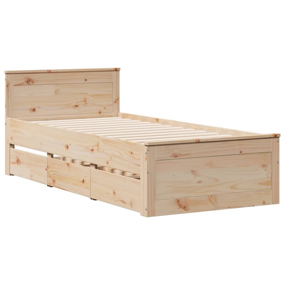 Cama con estantería sin colchón madera maciza de pino 75x190